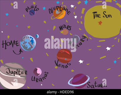 Illustration de notre système solaire Banque D'Images
