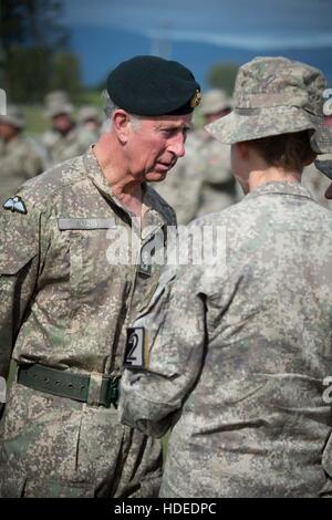 Charles, prince de Galles du Sud au cours de l'effort des soldats visites Katipo 7 Novembre 2015 à Westport, New Zealand. Banque D'Images