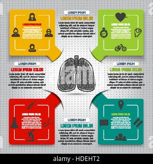 Résumé Les poumons de points et de lignes. Ensemble d'éléments colorés infographie et la médecine d'icônes. Des éléments de design pour sites web, motion graphic, bannière Illustration de Vecteur