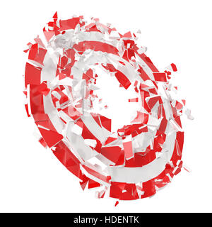 Cible fragmenté isolé sur fond blanc. Banque D'Images