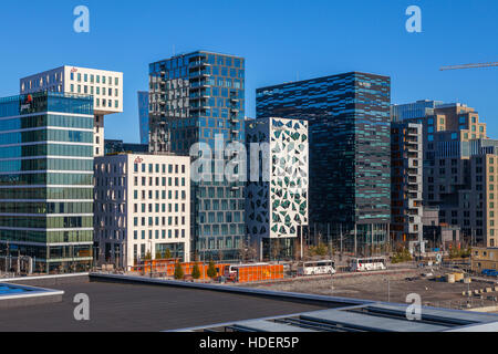 Les bâtiments d'entreprise connue sous le nom de 'code' au centre-ville, l'un des symboles de la ville. Oslo, Norvège Banque D'Images