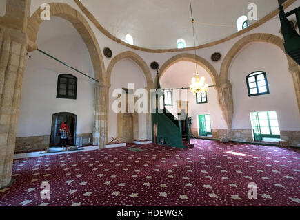 L'intérieur de la mosquée Hala Sultan Tekke qui se trouve au bord du lac salé à Larnaca Chypre. Banque D'Images