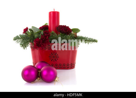 Décoration de table de Noël sur fond blanc Banque D'Images