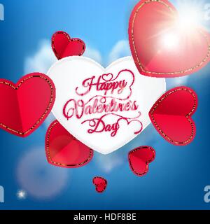 Coeur 3D en bleu ciel. Carte de vœux. EPS 10 Illustration de Vecteur