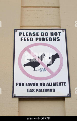 Veuillez ne pas nourrir les pigeons sign Banque D'Images