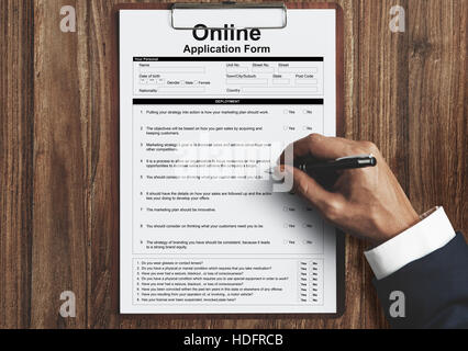 Formulaire de demande en ligne Info Détail Concept Banque D'Images