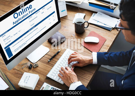 Formulaire de demande en ligne Info Détail Concept Banque D'Images