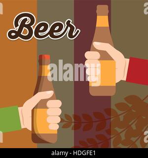 Deux mains courantes Beer bottle poster vector illustration eps 10 Illustration de Vecteur