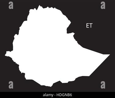 Carte de l'Éthiopie illustration noir et blanc Illustration de Vecteur