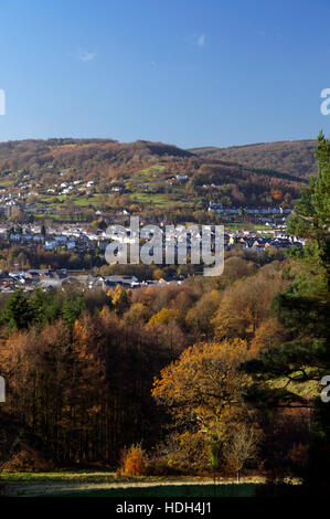 Talbot Green à partir de Y Graig hill, Llantrisant, Côte d'Azur, dans le sud du Pays de Galles. Banque D'Images