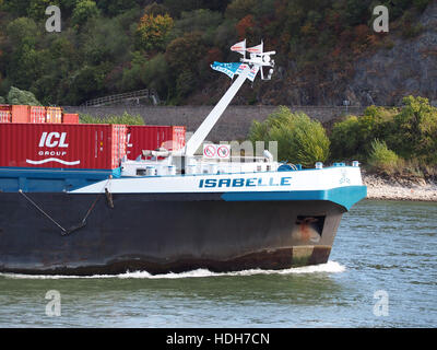 Isabelle (2008), navire ENI 06105027 sur le Rhin à Oberwesel pic7 Banque D'Images