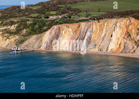 De l'Alun Bay et les falaises, à l'île de Wight, Royaume-Uni Banque D'Images