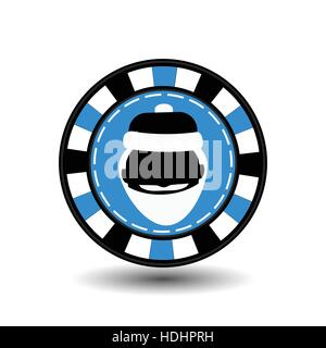 Jetons de casino de Noël. bleu. Santa Claus est noir au milieu. Illustration vecteur. Pour utiliser le site, l'impression, papier, tissu, décoration, design, etc. 10. EPS sur un fond blanc pour séparer facilement Illustration de Vecteur