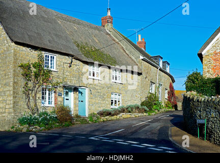 Chaumières dans le village de Burton Bradstock, Dorset, Angleterre, Royaume-Uni Banque D'Images