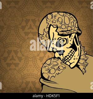 Cartoon skull sur un fond abstrait avec un motif. vector illustration Illustration de Vecteur