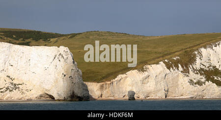 Craie structure et la cheminée d'un bat's Head près de Durdle Door Weymouth Dorset UK Banque D'Images