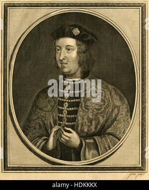 Gravure ancienne 1785, le roi Édouard IV. Édouard IV (1442-1483) était le roi d'Angleterre à partir de 4 mars 1461 jusqu'au 3 octobre 1470, et de nouveau à partir de 11 avril 1471 jusqu'à sa mort en 1483. Il a été le premier roi Yorkiste de l'Angleterre. SOURCE : gravure originale. Banque D'Images