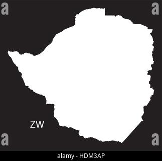 Zimbabwe Map illustration noir et blanc Illustration de Vecteur