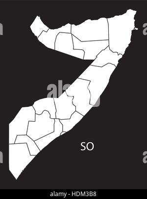 Carte des régions de la Somalie illustration noir et blanc Illustration de Vecteur