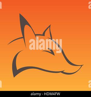 Fox head ouvrir des lignes courbes. Vector illustration Illustration de Vecteur