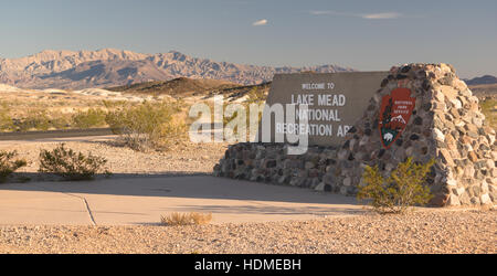 Lake Mead National Recreation Area entrée du Monument NPS Banque D'Images