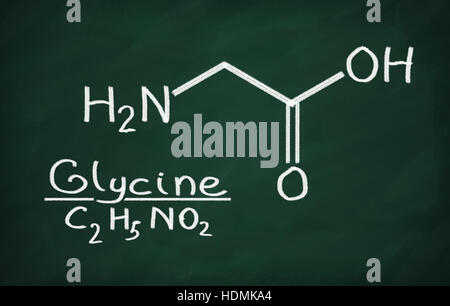 Modèle structural de glycine sur le tableau noir. Banque D'Images