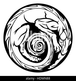 Un résumé dans un dragon de forme circulaire circulaire Banque D'Images