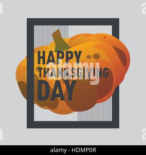Citrouille d'illustration vectorielle. Happy Thanksgiving day journée carte postale avec des citrouilles. Carte postale moderne de style cartoon avec gradient. Carte postale de vacances d'automne. Seaso Illustration de Vecteur