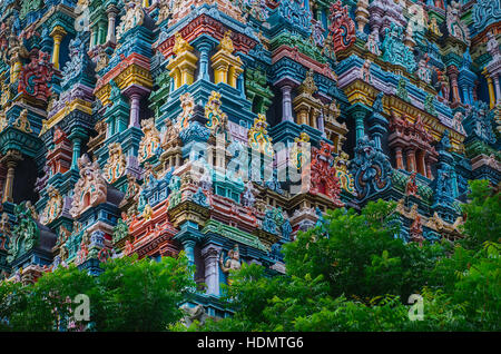 Hindu Temple Meenakshi à Madurai, Tamil Nadu, Inde du Sud Banque D'Images