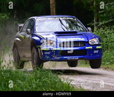 Mark Donnelly, Connor McCloskey, Subaru Impreza WRC, Rallye forestier Stade, Goodwood Festival of Speed 2016. les automobiles, voitures, animation, Festival Banque D'Images