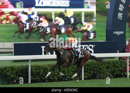 Hong Kong, Chine. Déc 11, 2016.Hong Kong, Chine. Dec 11, 2016. Maurice monté par Ryan Moore gagne la Longines Hong Kong Cup (groupe 1) à Sha Tin-Racecourse/Chine. Credit : Lajos-Eric turfstock.com Balogh/© dpa/Alamy Live News © AFP PHOTO alliance/Alamy Live News Banque D'Images