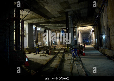 Jakarta. 14 Décembre, 2016. Photos prises le 14 décembre 2016 présente le Mass Rapid Transit (MRT) site du projet, à Jakarta, Indonésie. Le service de train MRT devrait être opérationnel en 2018. Agung © Kuncahya B./Xinhua/Alamy Live News Banque D'Images