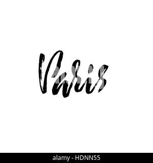 Lettrage manuscrit affiche pour votre conception. Typographie créative. Carte de vœux faits à la main avec du texte Paris. Vector illustration Illustration de Vecteur