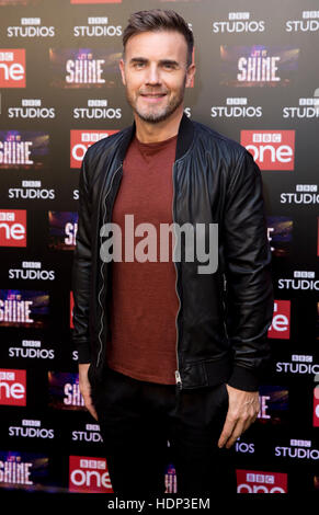 Gary Barlow assiste au lancement du nouveau BBC One samedi nuit de divertissement, laisser briller, au Ham Yard Hotel, Londres. Banque D'Images