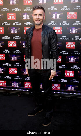 Gary Barlow assiste au lancement du nouveau BBC One samedi nuit de divertissement, laisser briller, au Ham Yard Hotel, Londres. Banque D'Images