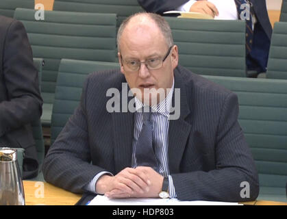 Le chef de police PSNI George Hamilton fait preuve de communes d'Irlande du comité sur l'avenir de la frontière terrestre, à Portcullis House à Londres. Banque D'Images