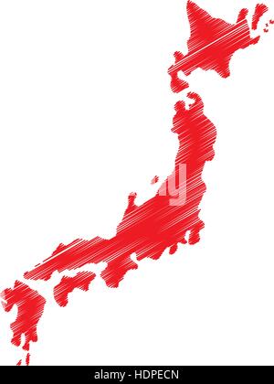 Japon carte du pays Illustration de Vecteur