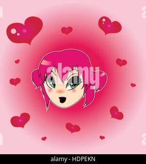 Valentine anime girl Illustration de Vecteur