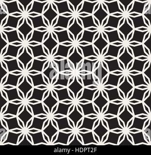 Vector noir et blanc floral dentelle Star hexagonale transparente Motif de ligne Illustration de Vecteur