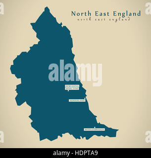 Carte moderne - North East England UK Illustration Banque D'Images