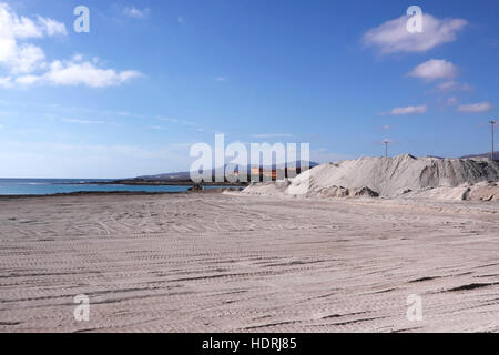 SITE DE CONSTRUCTION DE LA PLAGE DE Caleta de Fuste SUR L'île canarienne de Fuerteventura Banque D'Images