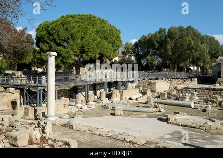 Agia Kyriaki, Hrysopolitissa et Basilique St Paul's pilier, Paphos, Chypre. Banque D'Images