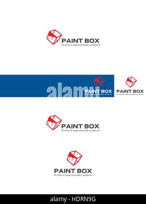 Boîte de peinture rouge, logo cube en 3D isométrique Illustration de Vecteur