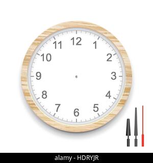 Horloge en bois blanc isolated on white Illustration de Vecteur