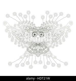 Owl magnifiques coloriages en style exquis Illustration de Vecteur