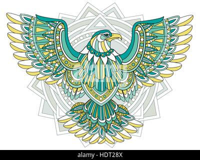 Aigle volant coloriage en style exquis Illustration de Vecteur