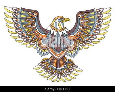 Aigle volant coloriage en style exquis Illustration de Vecteur