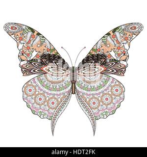 Beau papillon coloriage en ligne exquis Illustration de Vecteur