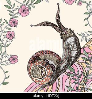 Coloriage escargot élégante en ligne exquis Illustration de Vecteur