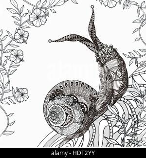 Coloriage escargot élégante en ligne exquis Illustration de Vecteur